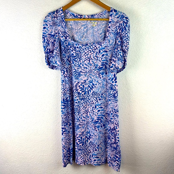 Perfect Lilly Pulitzer Haydn Tshirt Square Neck puff sleeve Dress - Picture 4 of 7
